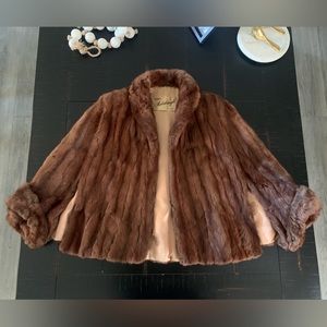 Aulabaugh Brown Vintage Mink Coat-Cape size M-L